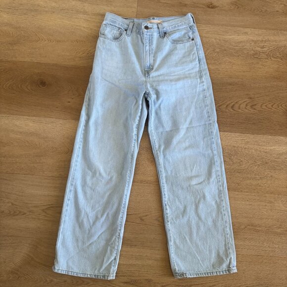 Levis High Waisted Straight Jeans 28 Light Wash Cotton - Picture 1 of 6